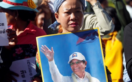 Supporters of Kem Sokha, jailed leader of the opposition Cambodia National Rescue Party, rally outside the country’s Appeal Court. According to opposition lawmakers, a large number of CNRP members have fled the country fearing a crackdown on dissent by Prime Minister Hun Sen. Photo: Reuters