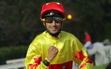 Alberto Sanna clenches his fist after completing a double at Sha Tin on Saturday. Photos: Kenneth Chan