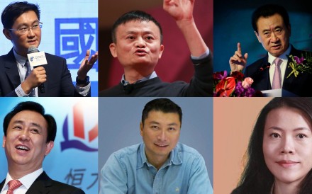(Clockwise from top left) Ma Huateng, Jack Ma, Wang Jianlin, Yang Huiyan, Wang Wei and Xu Jiayin are featured in the top six in a new poll of China’s 1,000 richest billionaires, compiled by Chinese business news website Jiemian.com.