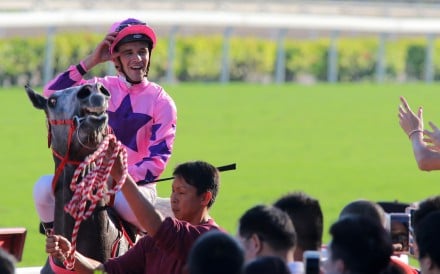 Sam Clipperton returns to the winners circle after winning on Hot King Prawn. Photos: Kenneth Chan