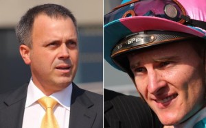 Trainer Caspar Fownes and rival jockey Zac Purton.