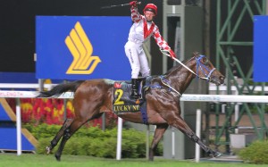 Lucky Nine wins the KrisFlyer Sprint in Singapore last year. He is aiming for back-to-back victories on Sunday. Photo: Kenneth Chan
