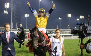 Sterling City, with Joao Moreira aboard, won the Dubai Golden Shaheen at Meydan Racecourse in Dubai in March. Photo: Kenneth Chan