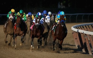 Victor Espinoza cuddles American Pharoah on his way to winning the Belmont Stakes, becoming the first horse since Affirmed in 1978 to win the Triple Crown. Photo: Reuters