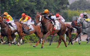 Able Friend (Karis Teetan) stretches out strongly to come with a withering burst down the outside and claim the Group Two Premier Bowl first-up. Photo: Kenneth Chan