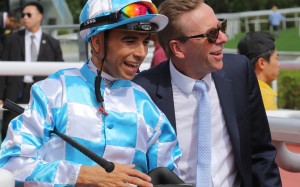 Joao Moreira was all smiles early in the day after winning on John Size-trained Diego Kosta, but his day was soured after incurring a three-day ban. Photo: Kenneth Chan