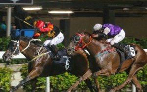 Race 4, Happy Spirit, ridden by Silvestre De Sousa, won the Longines International Jockey's Championship-1st Leg(class4, 1650m) at Happy Valley. 09DEC15