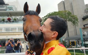 Race 8, Akeed Mofeed, ridden by Douglas Whyte, won the BMW Hong Kong Derby (HK Group 1, 2000m) at Sha Tin on 17Mar13.