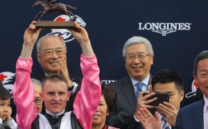 Zac Purton celebrates winning the Hong Kong Mile with Beauty Only. Photo: Kenneth Chan