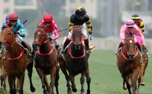 D B Pin (second from right) beats Mr Stunning (second from left) in the Group One Centenary Sprint Cup on Sunday. Photos: Kenneth Chan