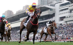 Ryan Moore boots home Ping Hai Star to claim the BMW Hong Kong Derby. Photos: Kenneth Chan