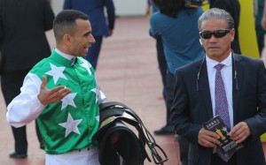 Joao Moreira talks to Tony Cruz after Pakistan Star finished fourth in the Chairman’s Trophy. Photos: Kenneth Chan