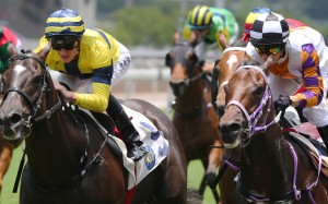 Chad Schofield guides Shimmer And Shine (left) to victory at Sha Tin. Photos: Kenneth Chan