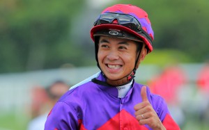 Derek Cruz after winning on Fight Hero on Sunday at Sha Tin. Photos: Kenneth Chan