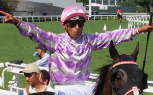 Karis Teetan celebrates winning on Alcari last season. Photos: Kenneth Chan