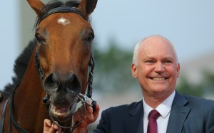 Trainer David Hall with Little Giant. Photos: Kenneth Chan