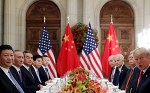 US President Donald Trump, Chinese President Xi Jinping and their respective teams attend a working dinner after the G20 leaders’ summit in Buenos Aires on December 1. Photo: Reuters