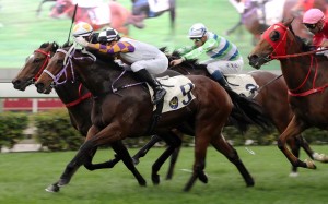 Zac Purton lifts Solar Wai Wai (inside) to victory at Sha Tin on Thursday. Photos: Kenneth Chan