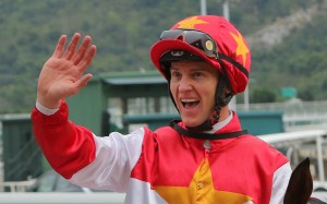 Zac Purton celebrates one of his winners on Sunday. Photos: Kenneth Chan