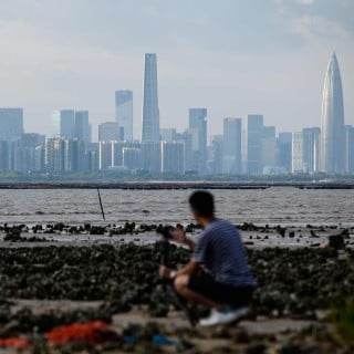 A man in Hong Kong looks across Deep Bay towards Shenzhen, one of nine Guangdong cities included in the 'Greater Bay Area' project. Photo: AFP