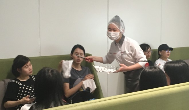 Cold hand towels were offered by friendly staff.