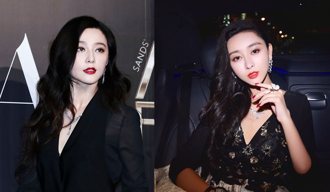 He Chengxi (right) underwent a series of plastic surgeries to look more like Fan Bingbing (left).