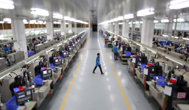 A total of 1,000 robots has been introduced at the factory, run by Dongguan Evenwin Precision Technology Co, first zero-laour factory of its kind in China to use only robots for production