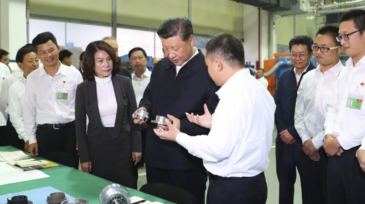 Chinese President Xi Jinping visits Gree Electric Appliances in Zhuhai on Monday. Photo: Xinhua