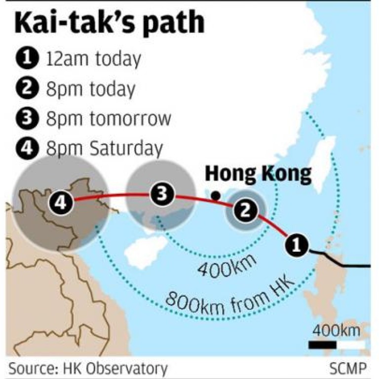 Standby No 1 signal raised in Hong Kong for Tropical Storm Kaitak