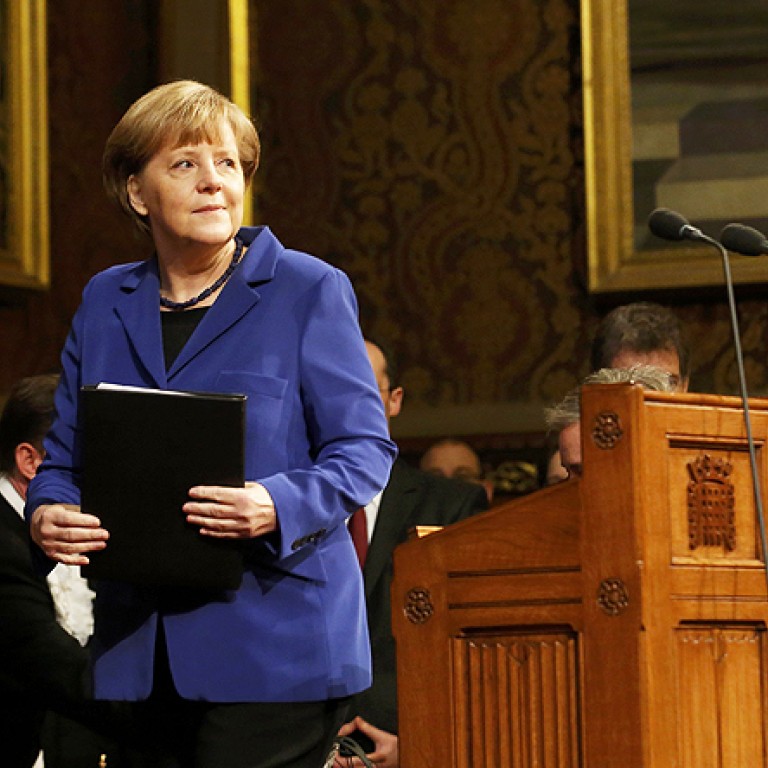 Angela Merkel tells British parliament European Union needs a strong UK