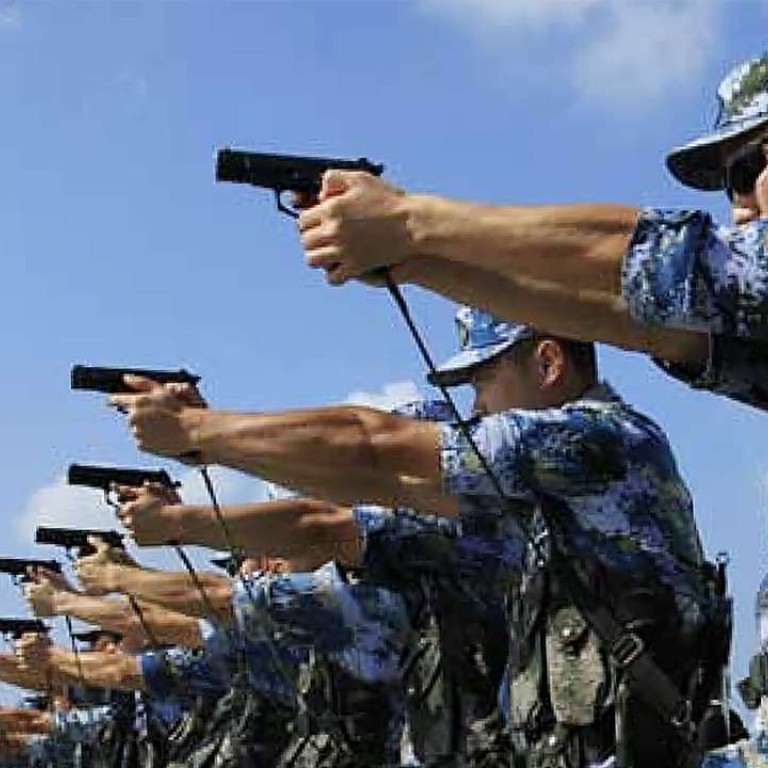 Members of the People’s Liberation Marine Corps take part in training. The role of the marines has traditionally been limited to coastal defence, but an expanded size could see them deployed in greater numbers farther afield.