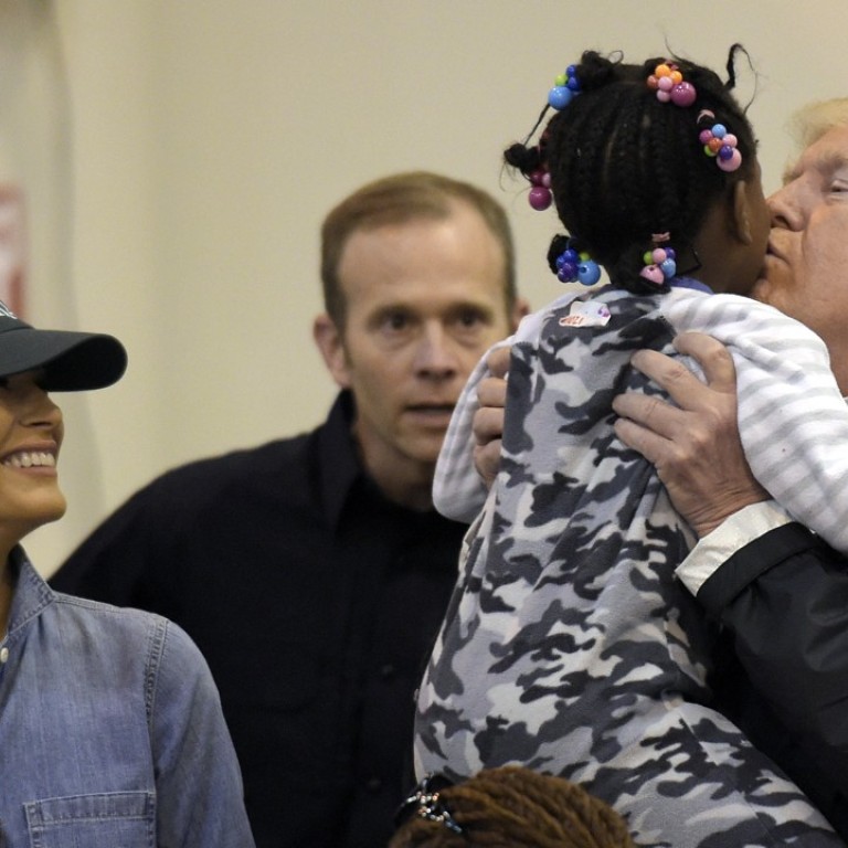 Trump Hugs Children And Serves Food In Houston Makes Joke About His Big Hands South China Morning Post