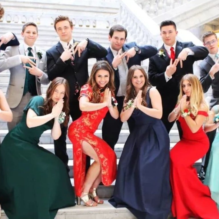 girl wears chinese prom dress