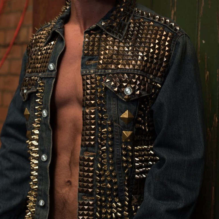 diamond studded denim jacket