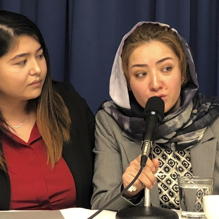 Mihrigul Tursun (right) said in Washington she had been tortured while detained in Xinjiang. Photo: AP