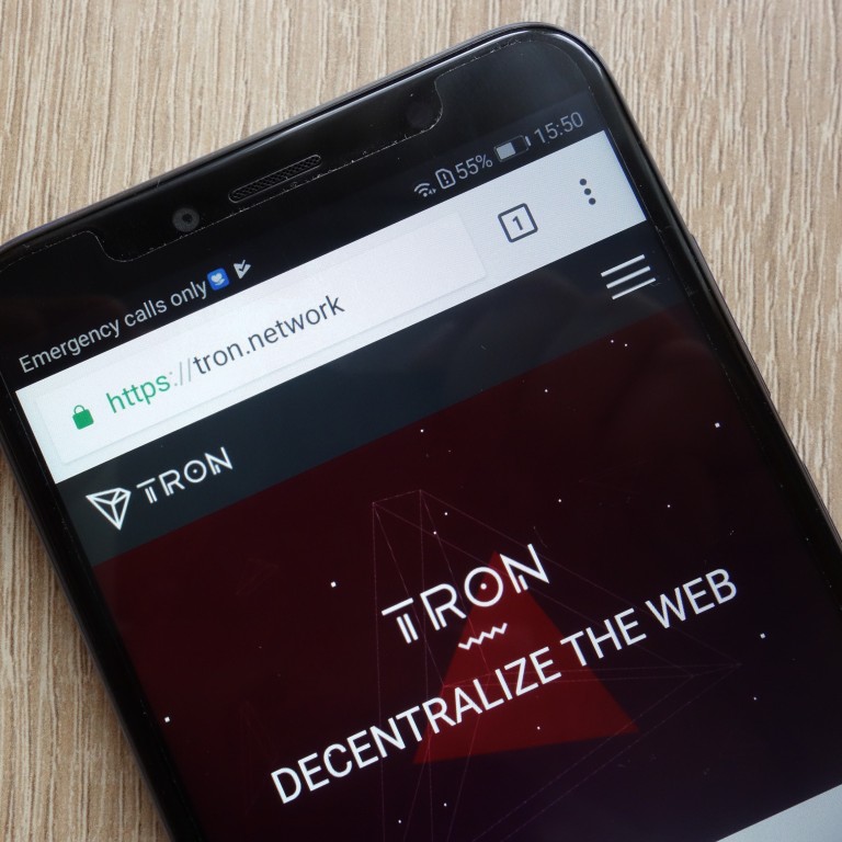 TRON (TRX) cryptocurrency website displayed on Huawei Y6 2018 smartphone. Photo: Shutterstock