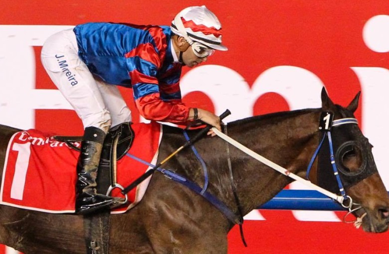 Gun Pit finishes second in the Al Maktoum Challenge Round Three, all but guaranteeing him a spot in the US$10m Dubai World Cup on March 26. Photo: HKJC