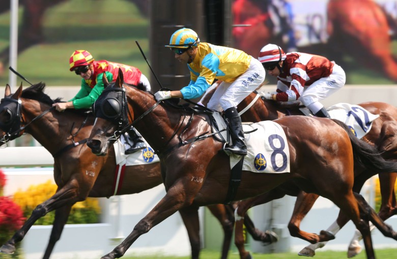 Mr Picasso finishes over the top of Hot Hot Pepper, despite having “a meltdown” before the race. Photos: Kenneth Chan