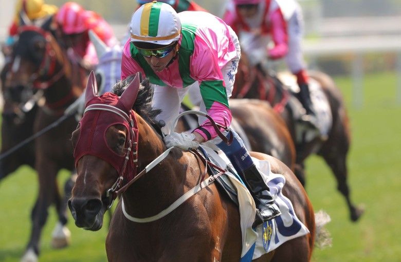 Douglas Whyte does his best to get Music Legend over the line at Sha Tin on Saturday. Photos: Kenneth Chan