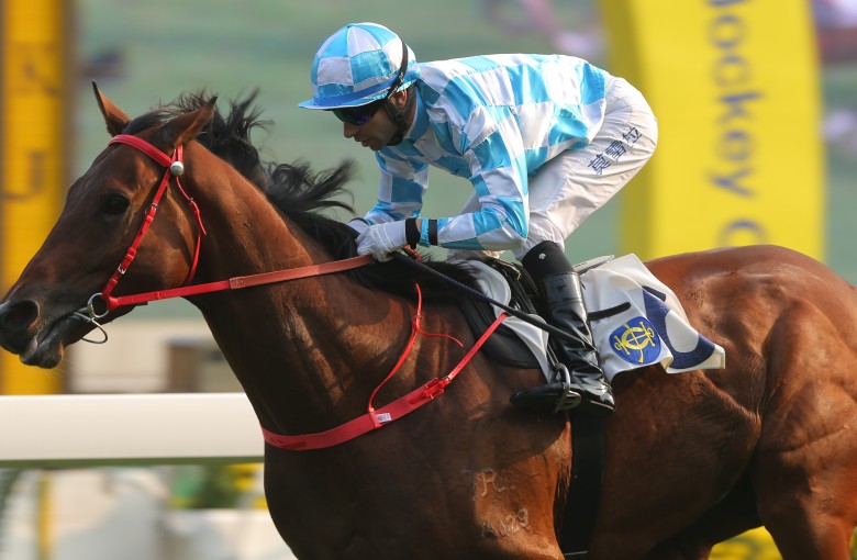 Joao Moreira guides Conte to his fifth straight victory. Photos: Kenneth Chan