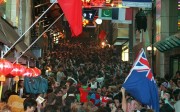 Party-goers pack the streets of Lan Kwai Fong on the night of the handover to mark Hong Kong's return to China after 156 years of British colonial rule. Photo: AFP Party-goers pack the streets of Lan Kwai Fong on the night of the handover to mark Hong Kong's return to China after 156 years of British colonial rule. Photo: AFP