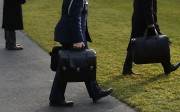America’s “nuclear football” is carried by an aide to the president at all times. Photo: Getty Images/AFP