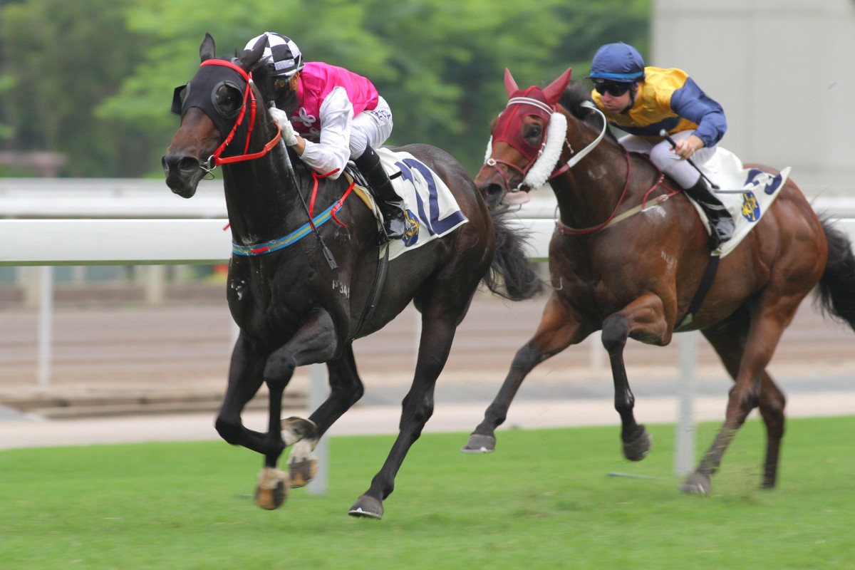 Wonderful Moments (Joao Moreira) races away from Sea Diamond in Class Two last start. He rises in class but gets in on 113 pounds as he aims to help John Size to another title. Photos: Kenneth Chan