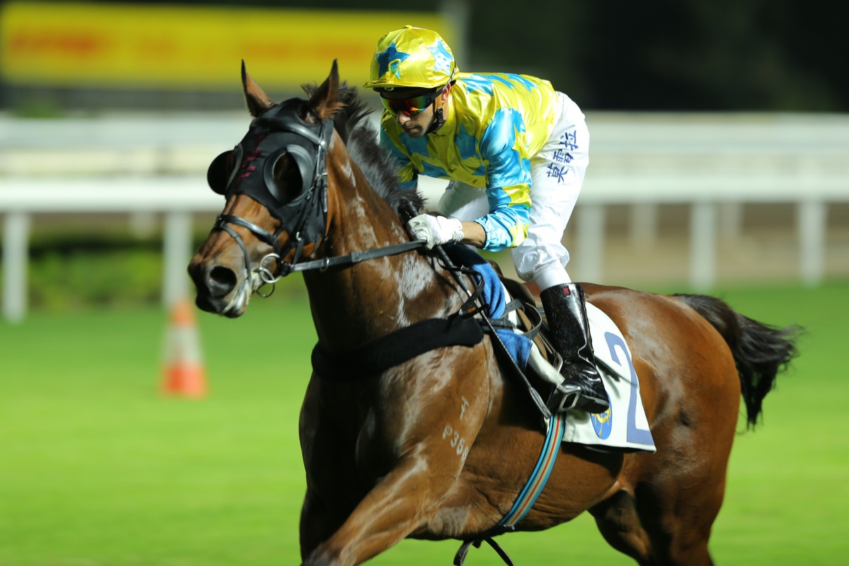 Joao Moreira is back in the saddle in Hong Kong. He guided Faster More to win a barrier trial over 1,000m on the turf at Sha Tin last Saturday and was on board Ambitious Dragon in a dirt trial at Sha Tin on Wednesday. Photo: Kenneth Chan