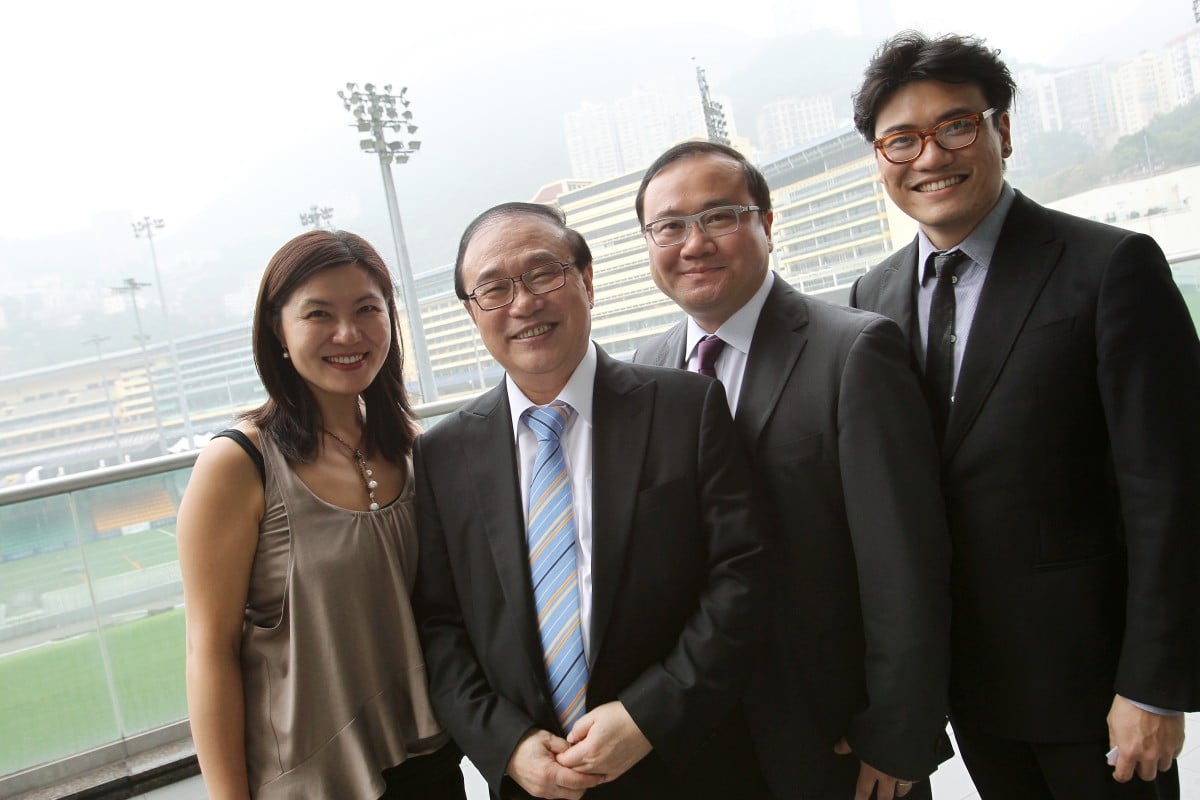 Siu Pak-kwan (second from left) with his three children - Connie, Edmond and Martin. The family is one of Hong Kong's most successful racing families, but has had little luck in the BMW Hong Kong Derby. Photo: David Wong