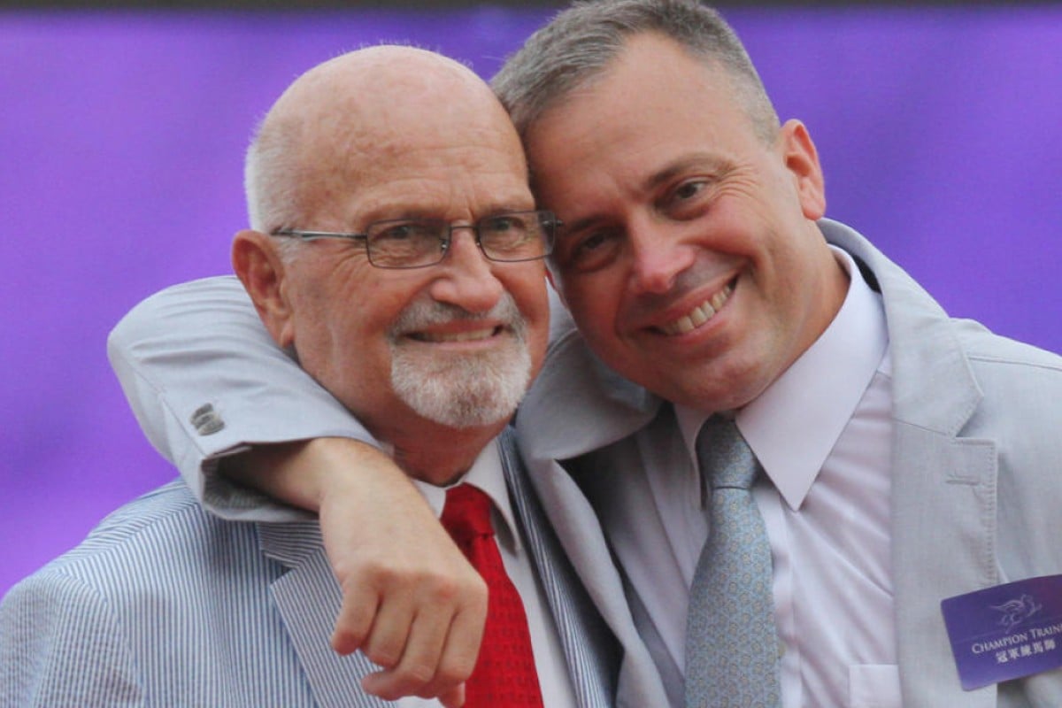 Lawrie and champion trainer Caspar Fownes. Photos: Kenneth Chan