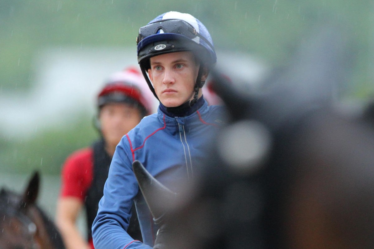 Chad Schofield in trackwork yesterday. He is "looking forward to riding with the best and soaking it all up". Photos: Kenneth Chan