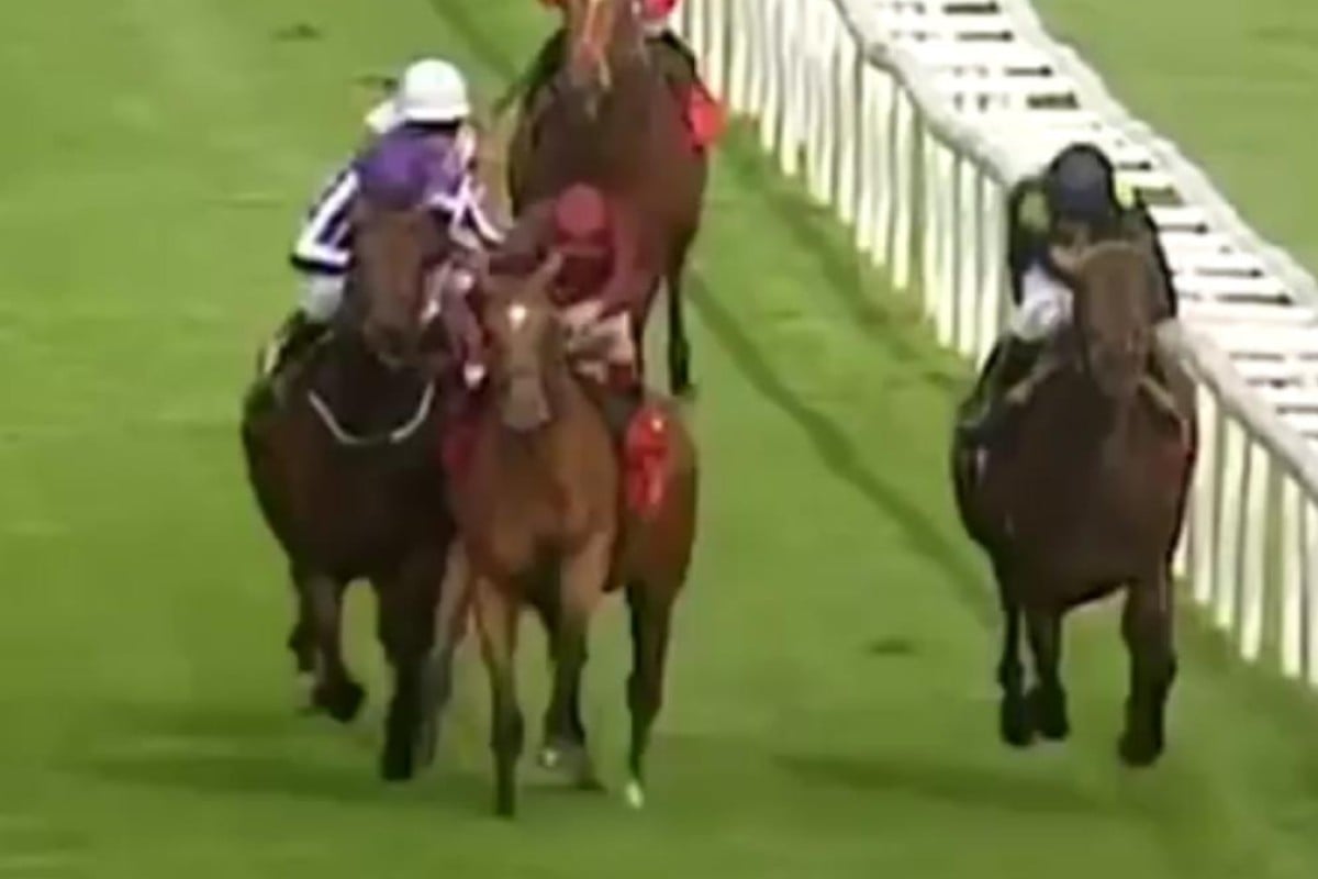 Simple Verse and Bondi Beach lock horns in the closing stages of the St Leger at Doncaster. Photo: Youtube