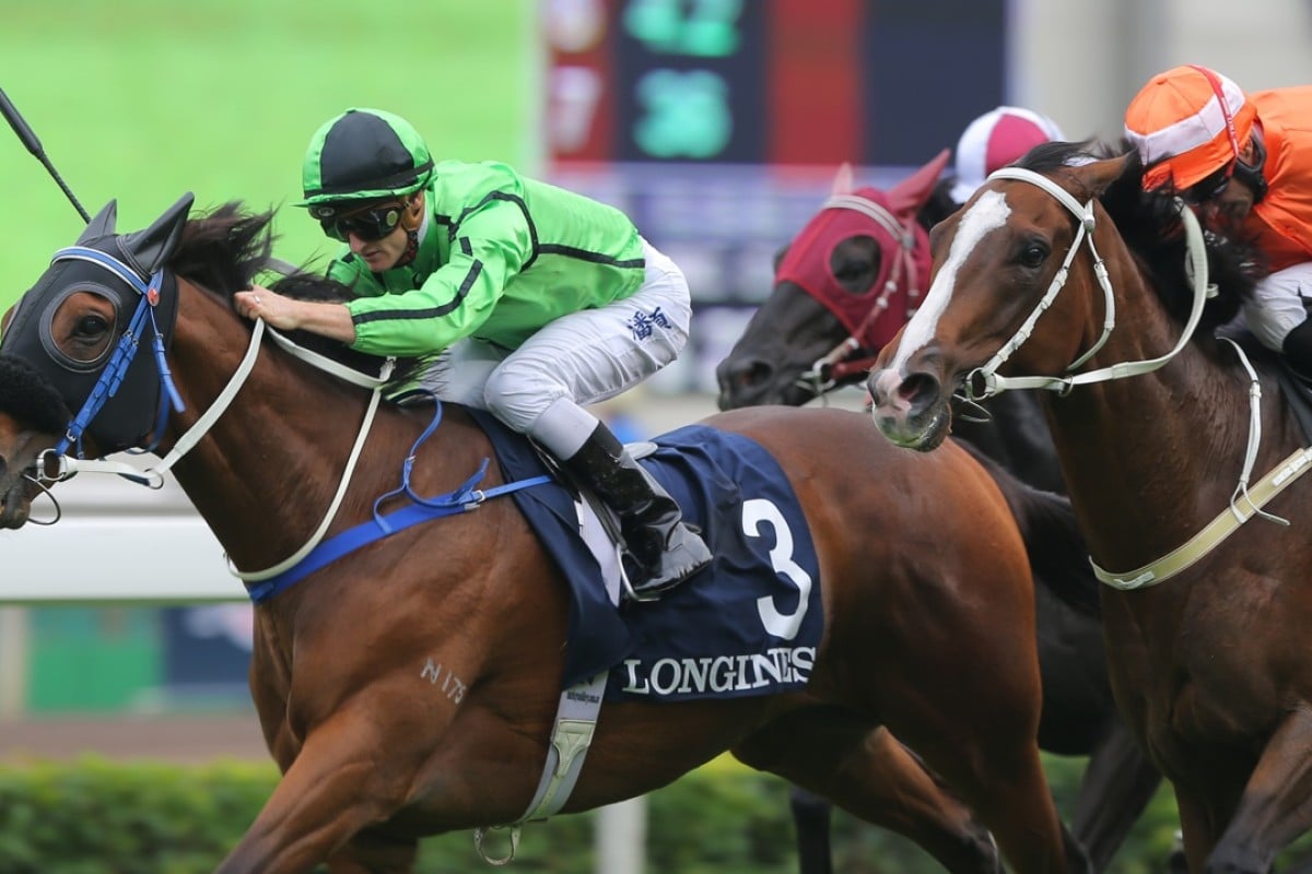 Military Attack and Zac Purton beat Blazing Speed and Neil Callan in the Longines Jockey Club Cup at Sha Tin. Photo: Kenneth Chan