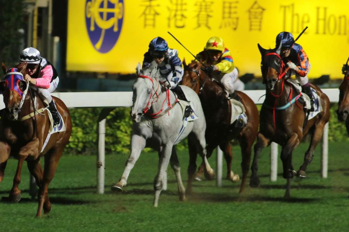 Zac Purton scores a rare victory for trainer Tony Cruz last night as he guides Magical Beauty to the line. Photos: Kenneth Chan